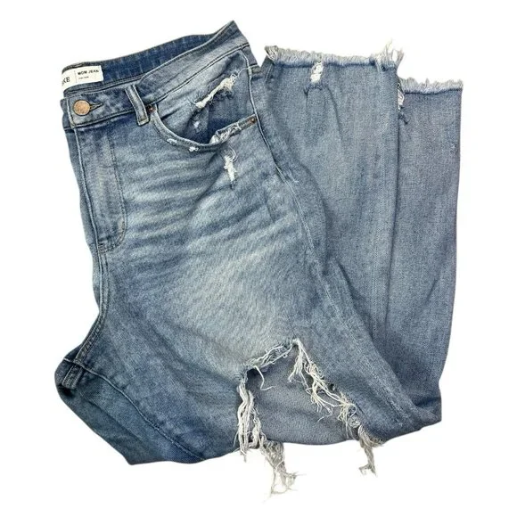 Buckle BKE Mom Jeans Women's Size 31 Blue Mid Rise Distressed Stretch Denim - Picture 6 of 7